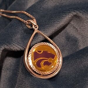 Collegiate Pride CP .999 Fine Silver K-State Wildcats Teardrop Pendant Necklace